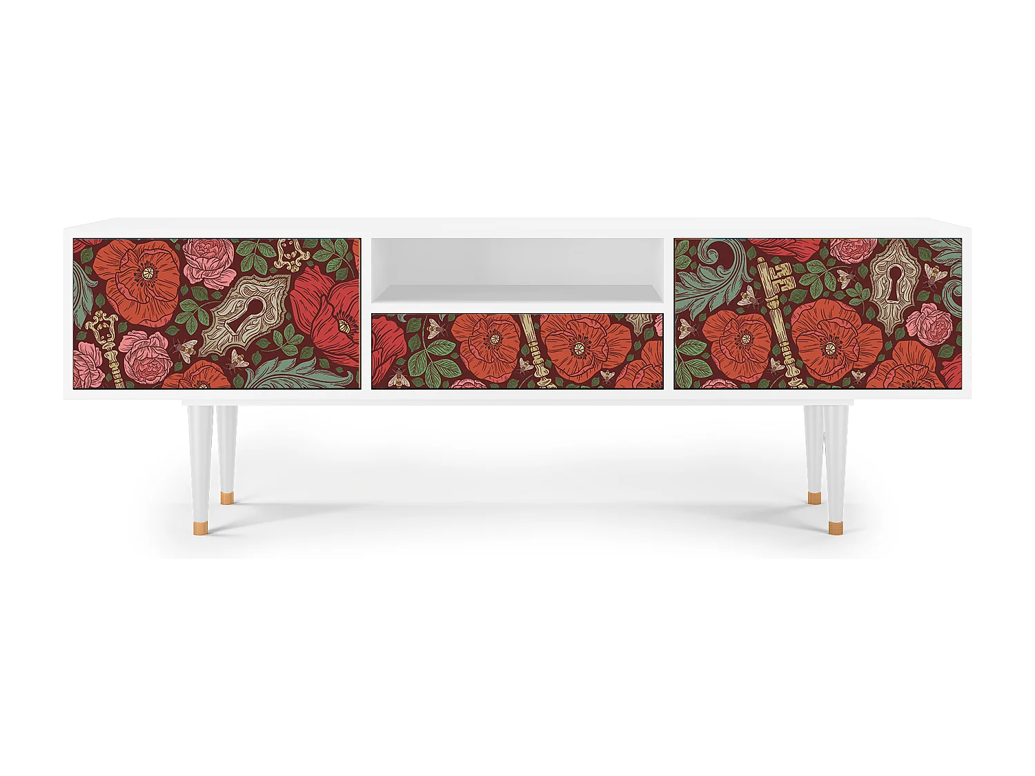 TV-Möbel - 170х59х41 cm - T6 - Poppy Garden, Weiß