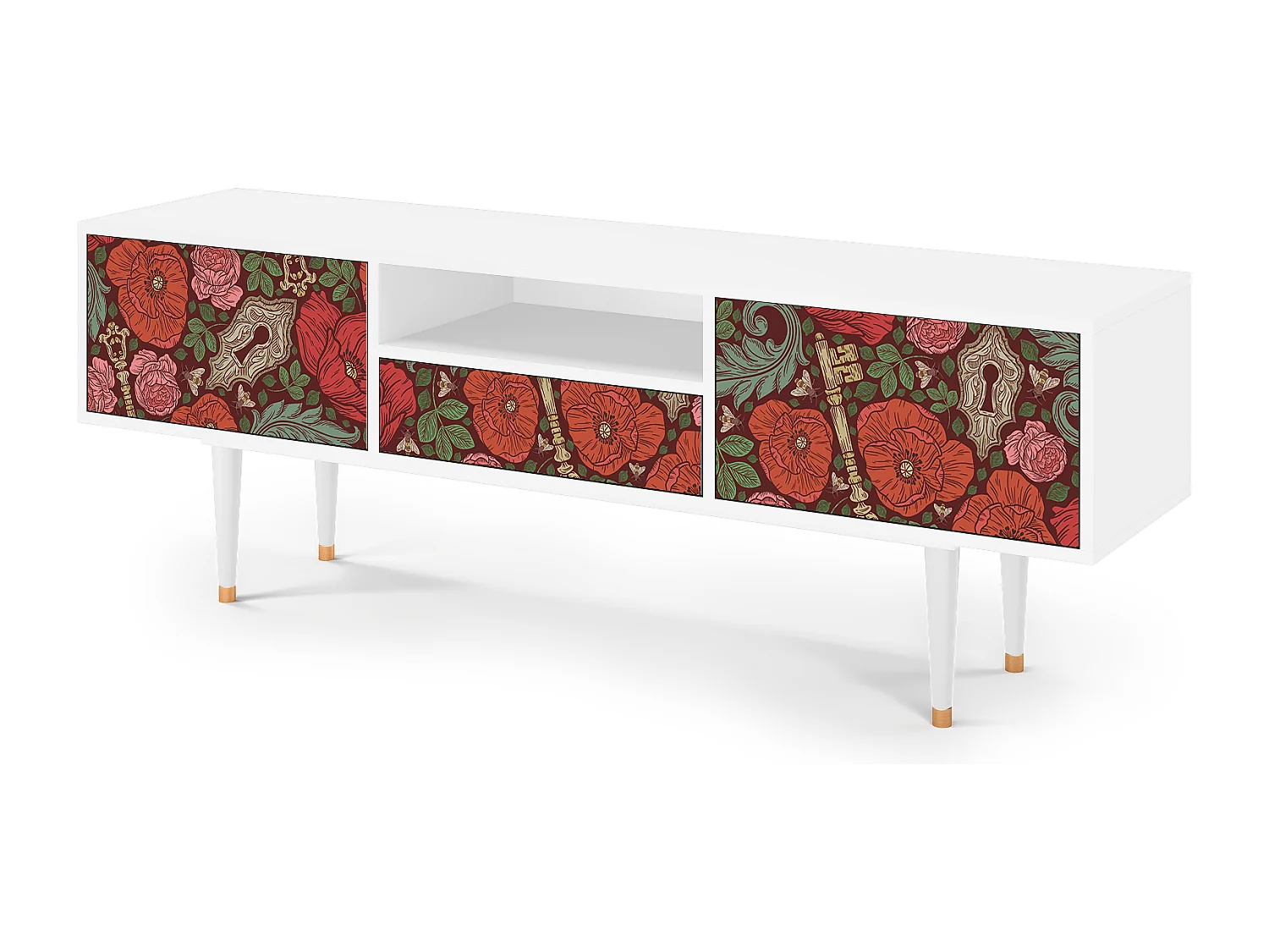 TV-Möbel - 170х59х41 cm - T6 - Poppy Garden, Weiß