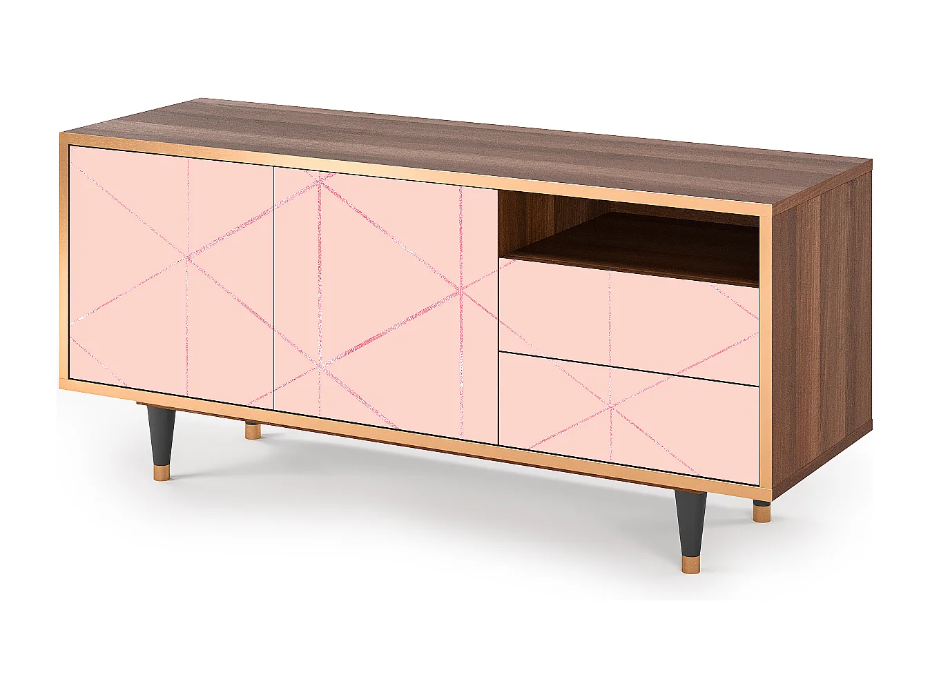 TV-Möbel - 125х56х41 cm - T7 - Rose Quartz, Walnuss