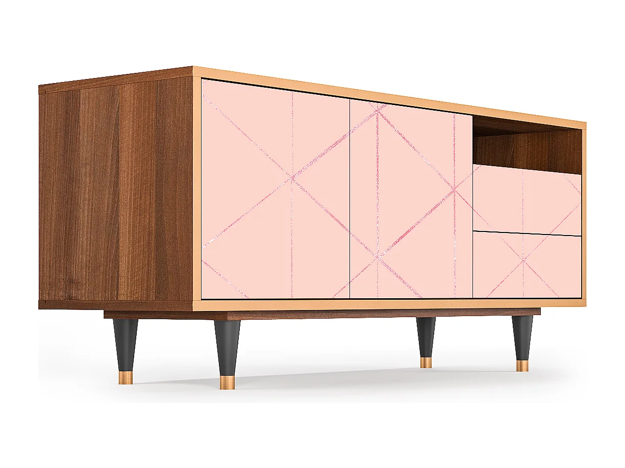 TV-Möbel - 125х56х41 cm - T7 - Rose Quartz, Walnuss