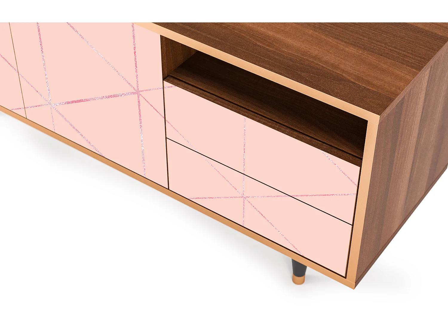 TV-Möbel - 125х56х41 cm - T7 - Rose Quartz, Walnuss
