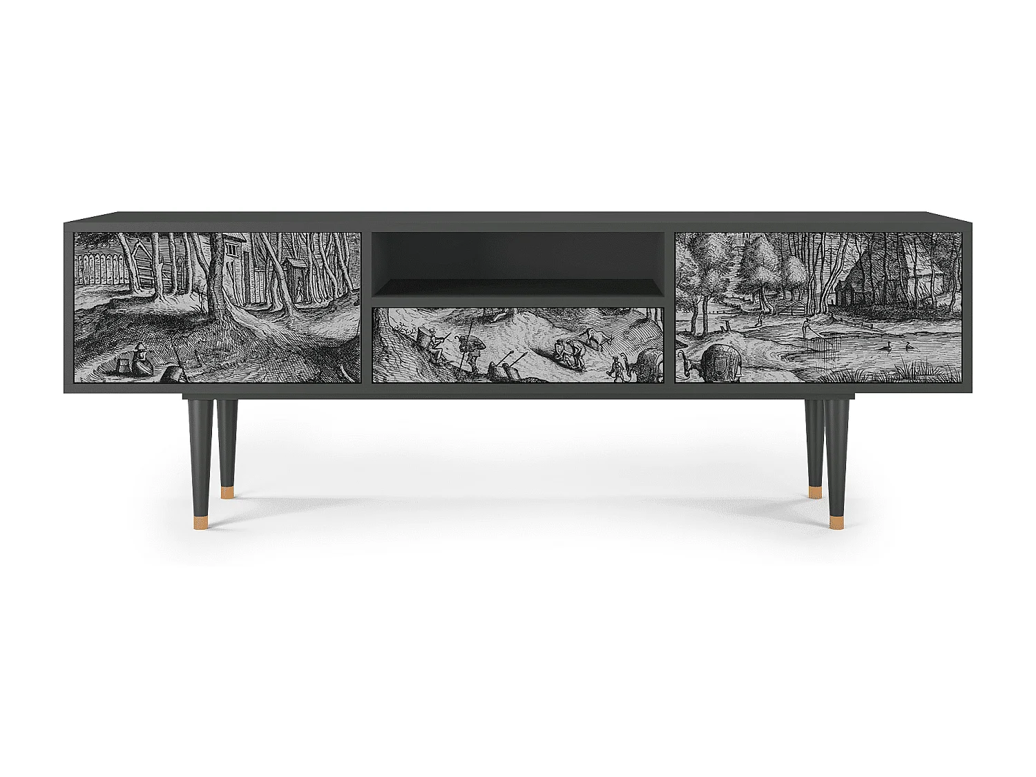 Mueble de TV - 170х59х41 cm - T6 - Rusticorum, Antracite