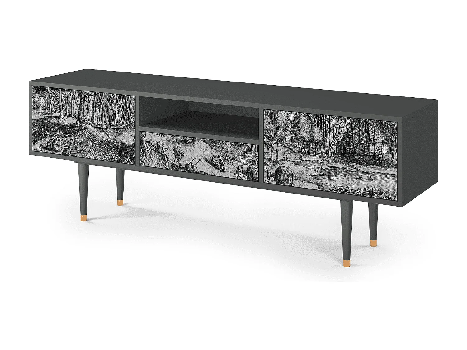 Mueble de TV - 170х59х41 cm - T6 - Rusticorum, Antracite