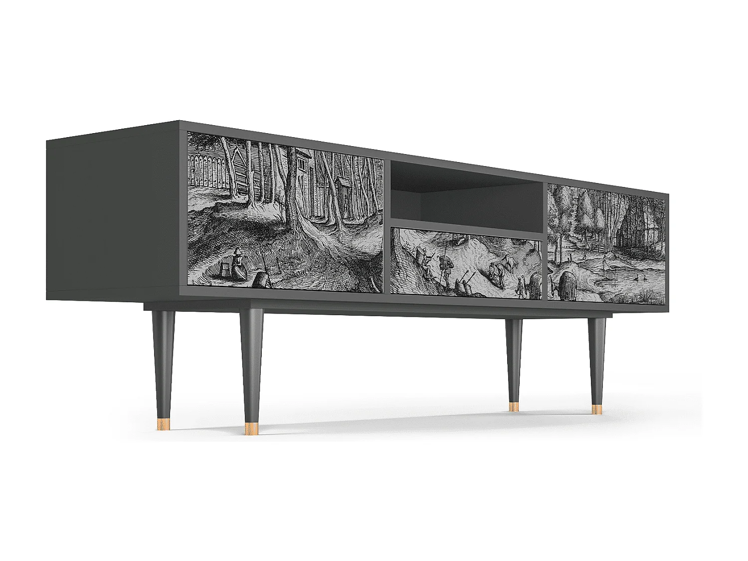 Mueble de TV - 170х59х41 cm - T6 - Rusticorum, Antracite