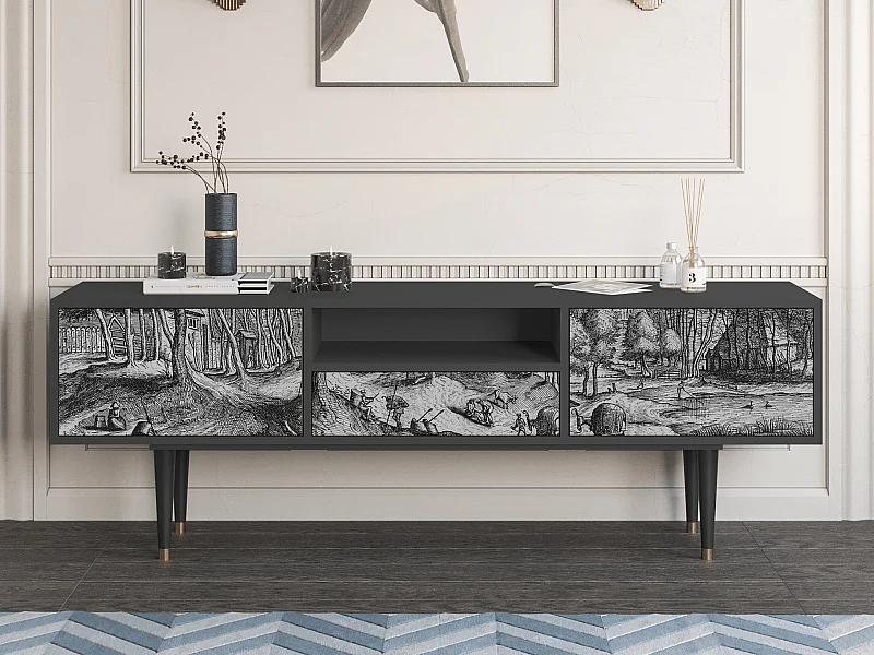 Mueble de TV - 170х59х41 cm - T6 - Rusticorum, Antracite