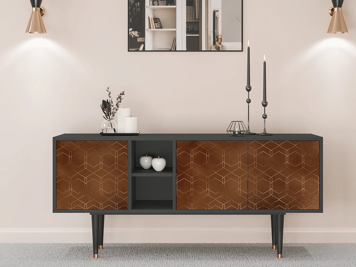 Meuble TV - 150х69х41 cm - T5 - Chocolate Bar, Anthracite