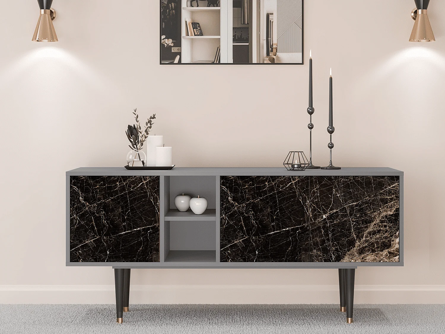 TV-meubel - 150х69х41 cm - T5 - Night Abyss, Grijs