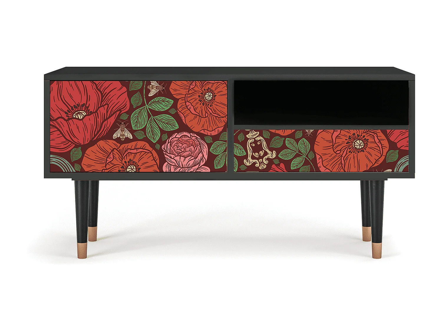 Mueble de TV - 115х59х48 cm - T3 - Poppy Garden, Antracita