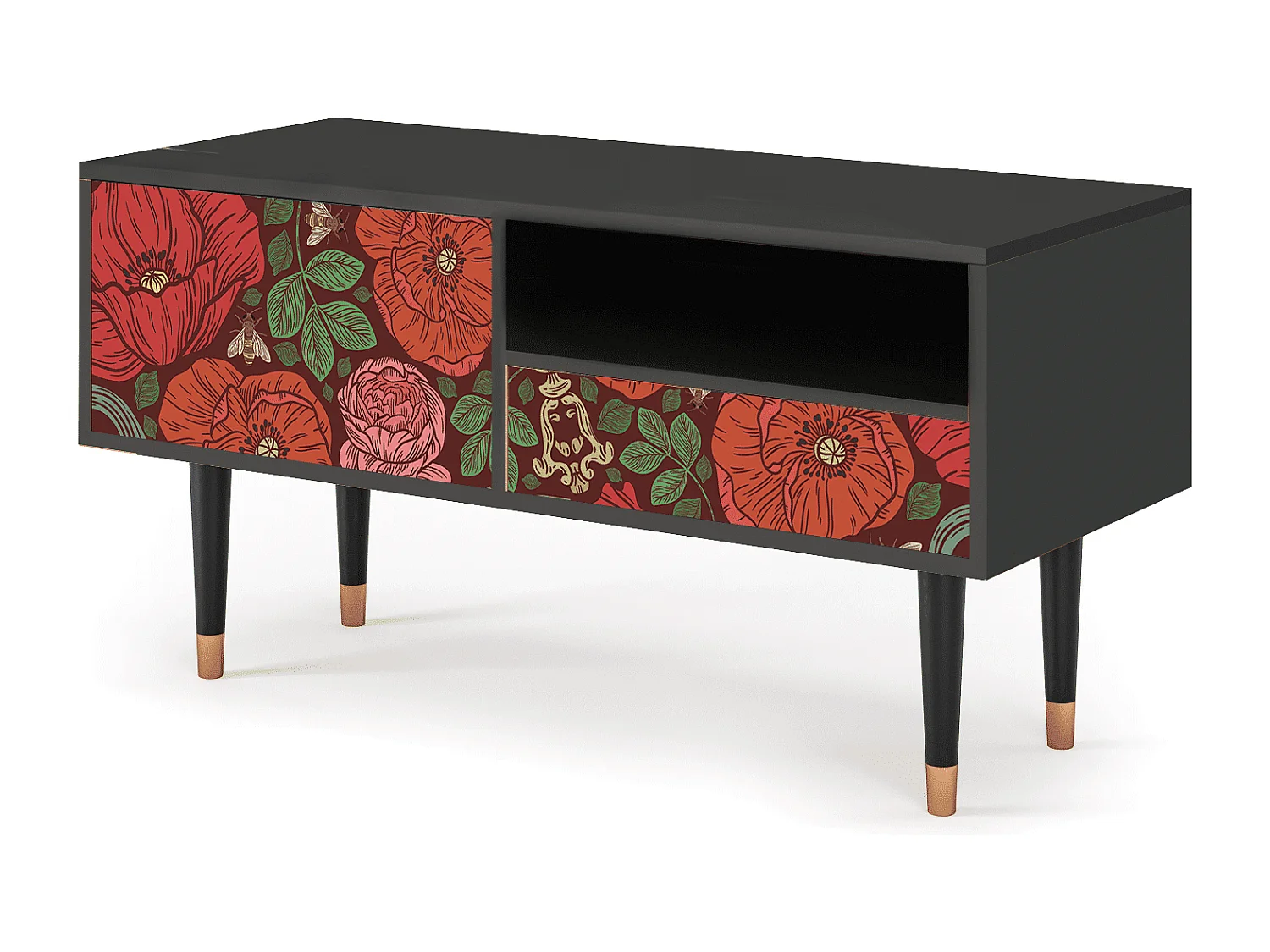 Mueble de TV - 115х59х48 cm - T3 - Poppy Garden, Antracita