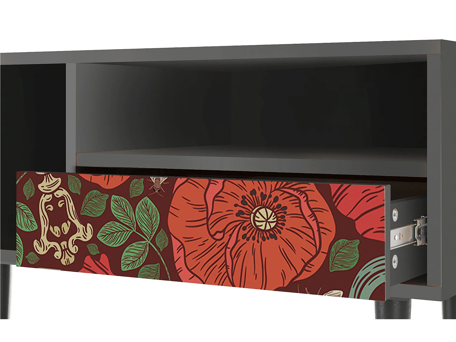 Mueble de TV - 115х59х48 cm - T3 - Poppy Garden, Antracita