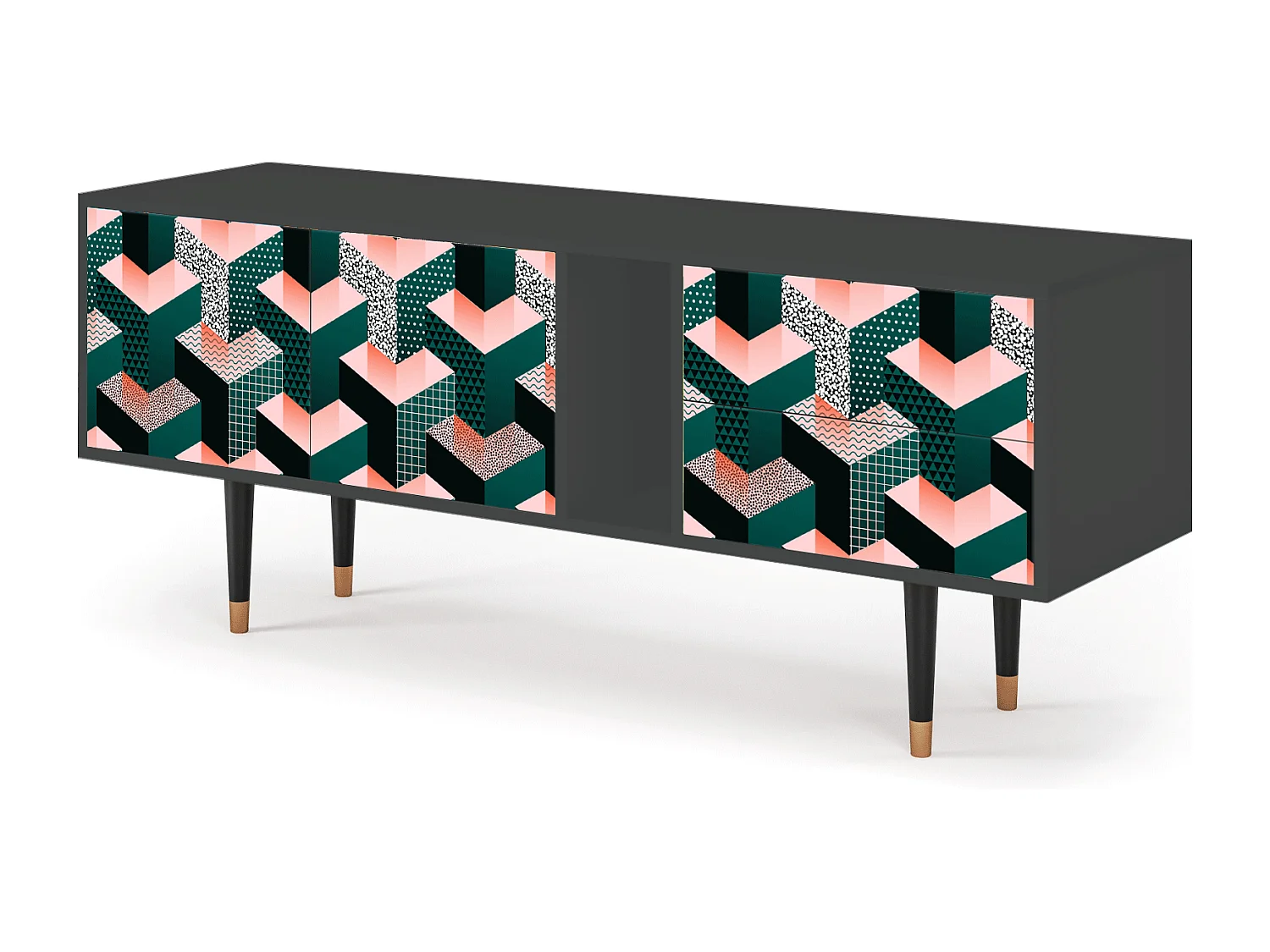 TV-meubel - 170х69х48 cm - T1 - Geometric Madness, Antraciet