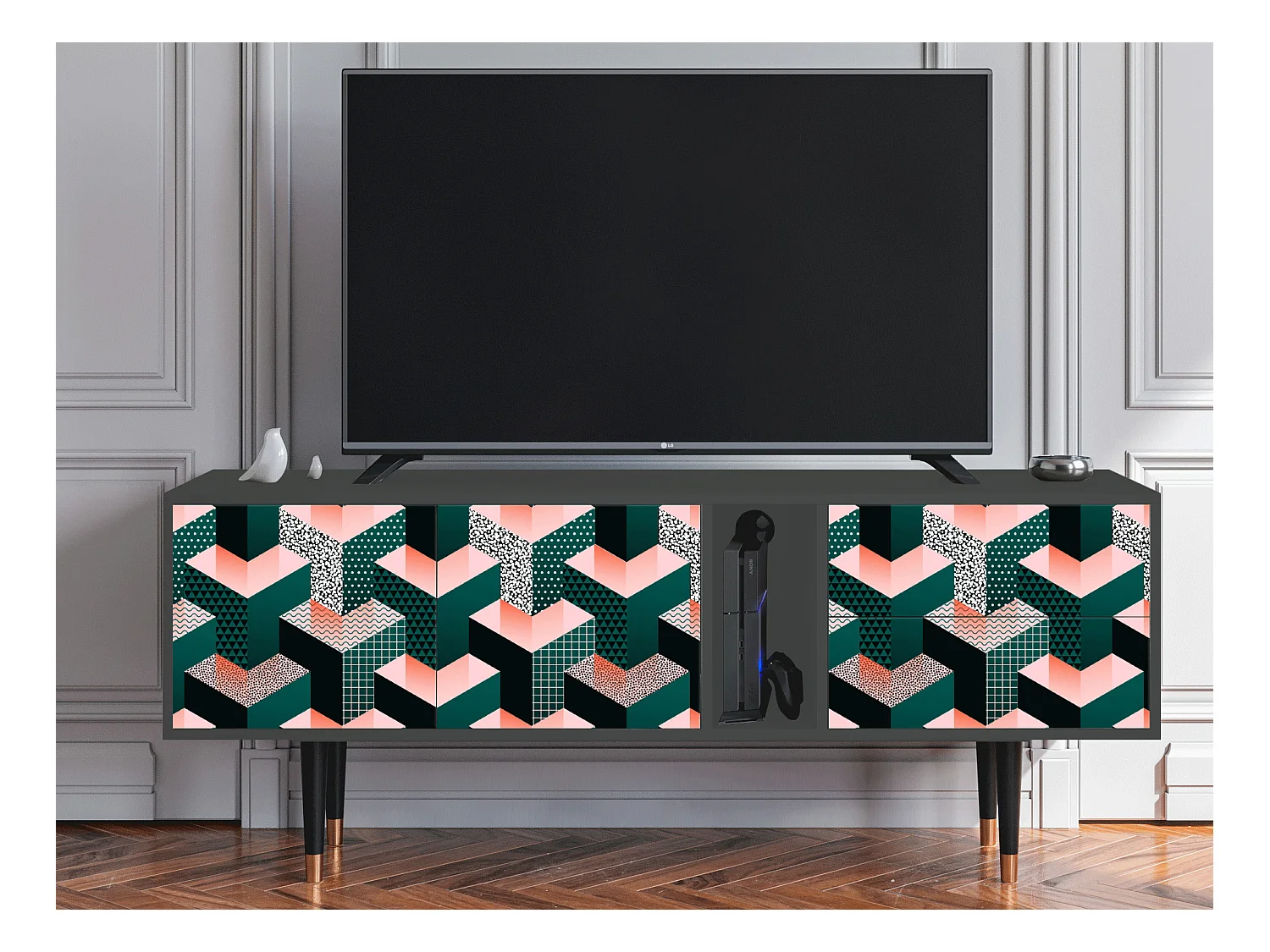 Meuble TV - 170х69х48 cm - T1 - Geometric Madness, Anthracite