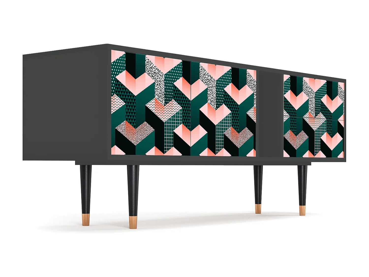 Meuble TV - 170х69х48 cm - T1 - Geometric Madness, Anthracite