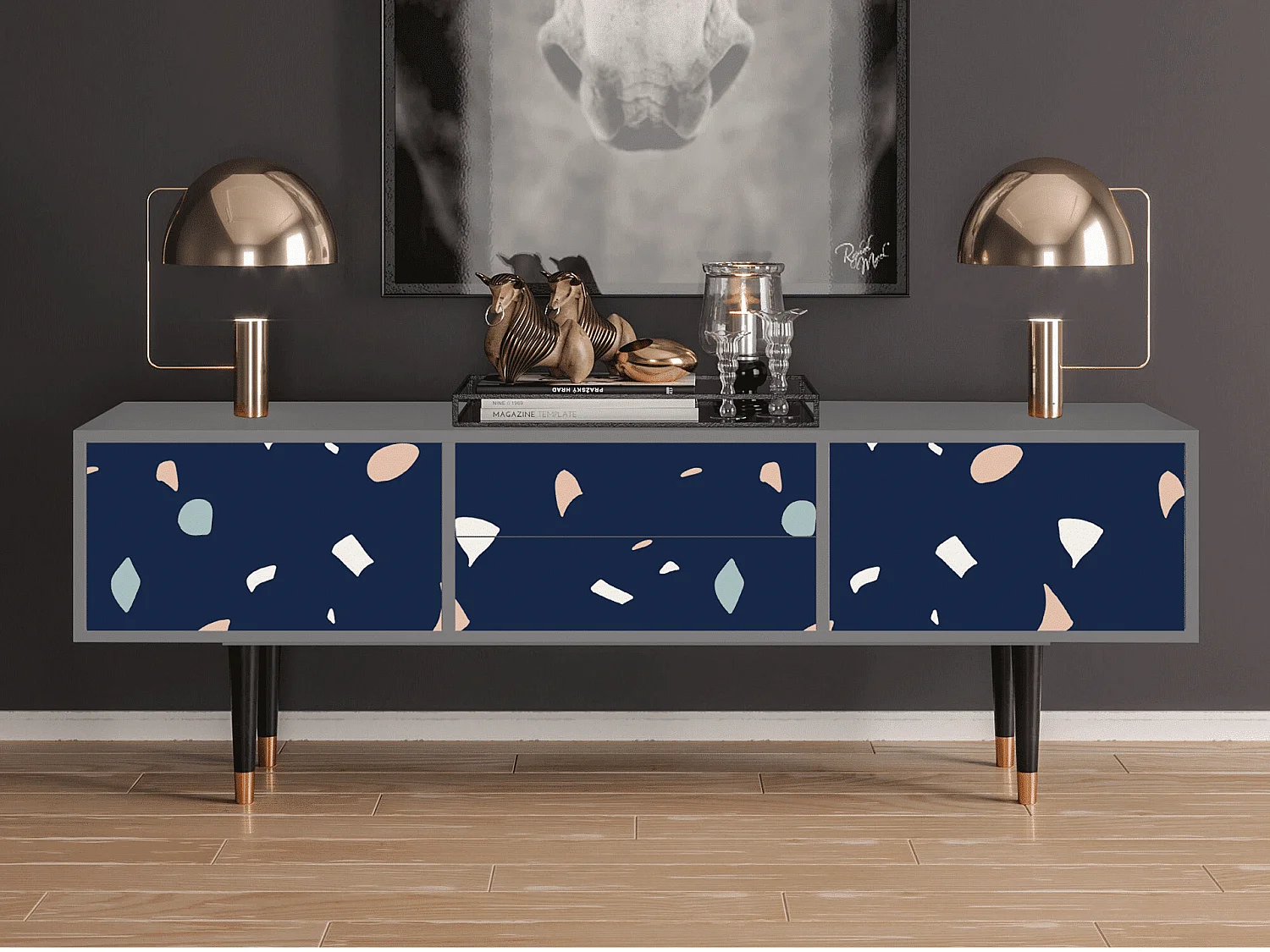 Mobile TV - 170х59х48 cm - T4 - Space Satellites, Grigio