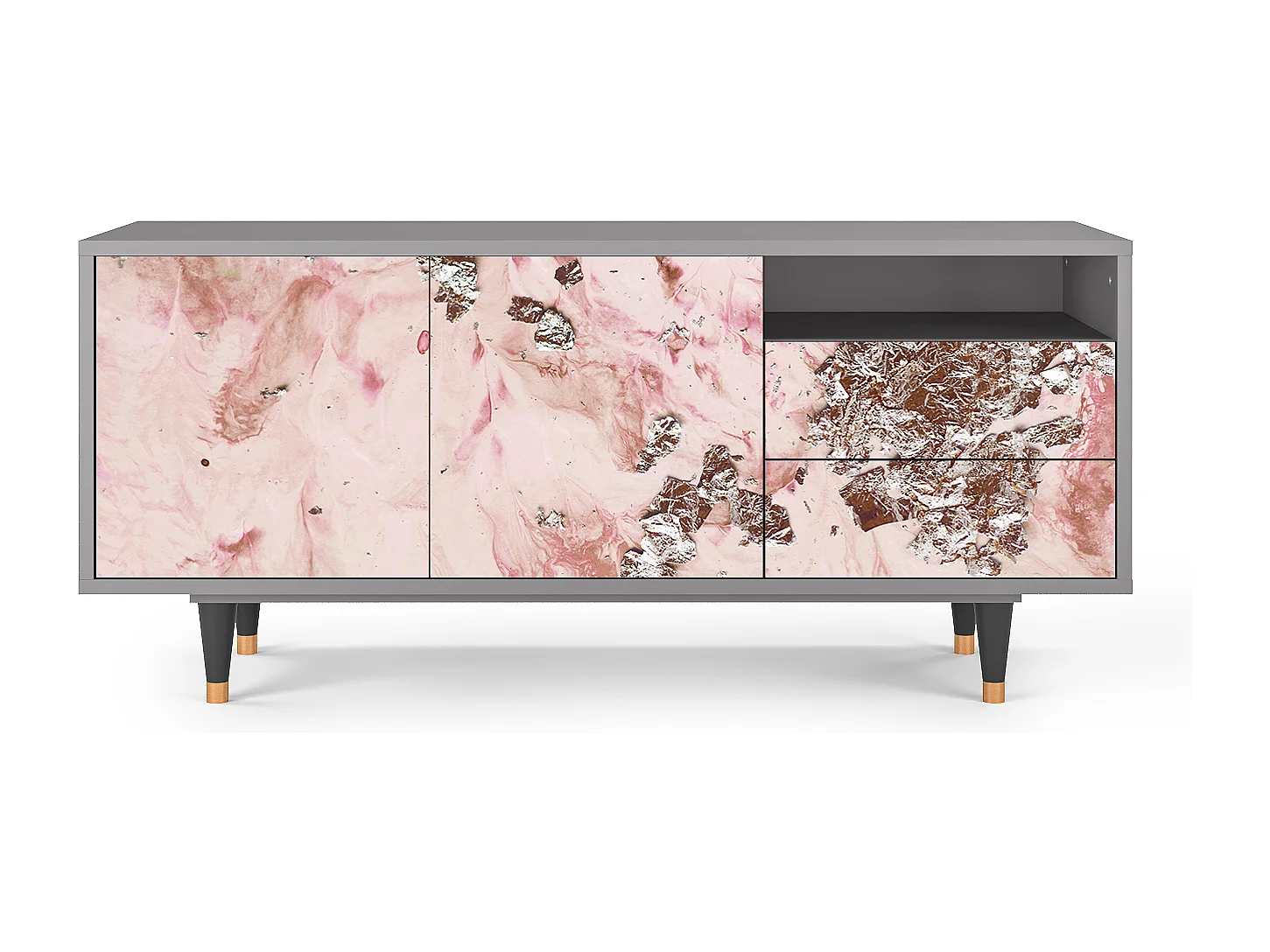 Mueble de TV - 125х56х41 cm - T7 - Cotton Candy, Cinza