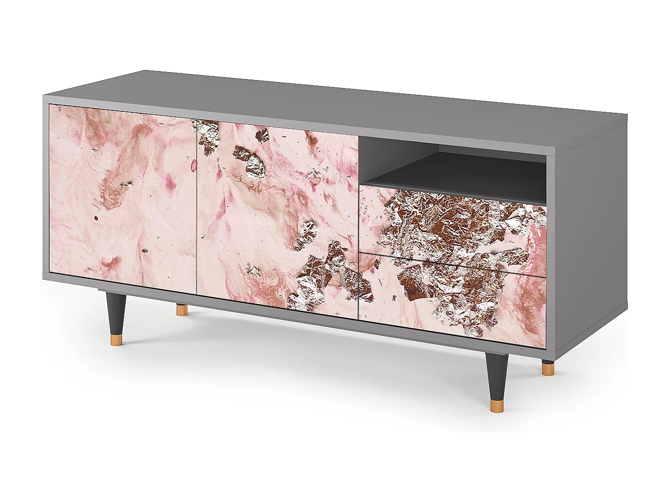 Mueble de TV - 125х56х41 cm - T7 - Cotton Candy, Cinza