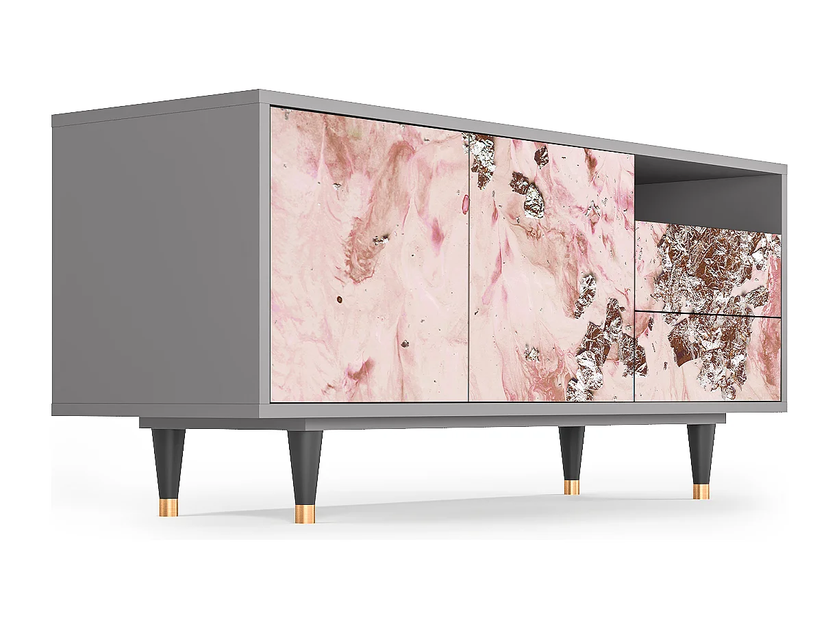 Mueble de TV - 125х56х41 cm - T7 - Cotton Candy, Cinza