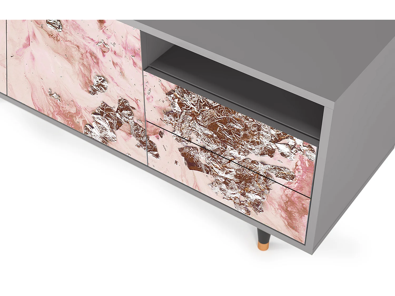Mueble de TV - 125х56х41 cm - T7 - Cotton Candy, Cinza