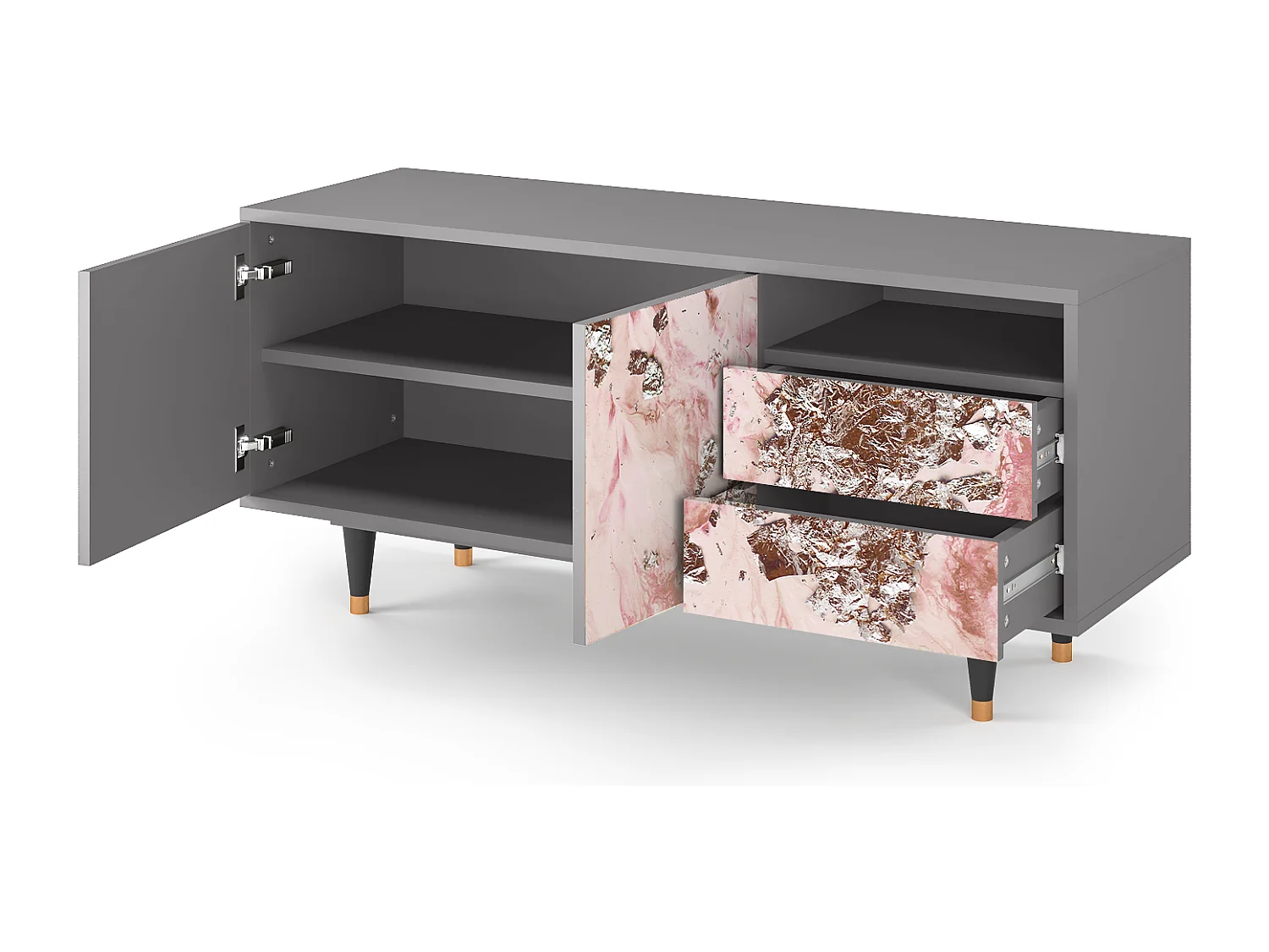 Mueble de TV - 125х56х41 cm - T7 - Cotton Candy, Cinza