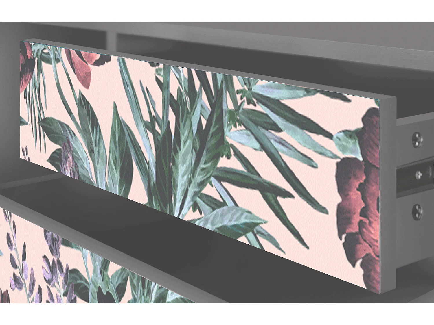 Mobile TV - 170х59х48 cm - T4 - Peach Peonies, Grigio