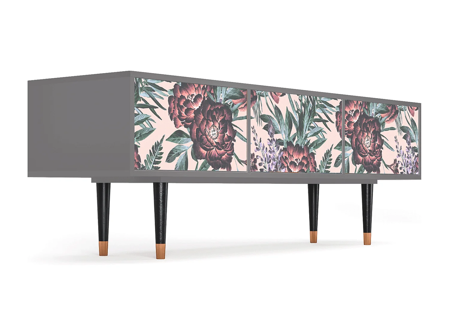 Meuble TV - 170х59х48 cm - T4 - Peach Peonies, Gris