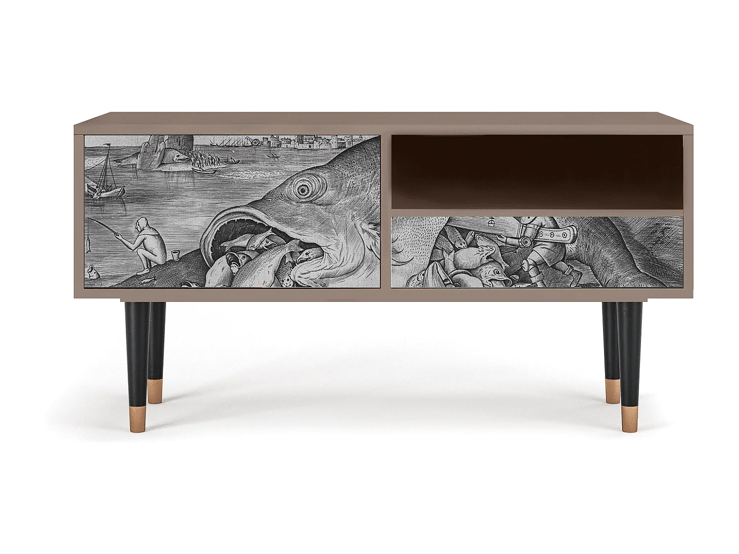 Mueble de TV - 115х59х48 cm - T3 - Big Fish Eat Little, Latte