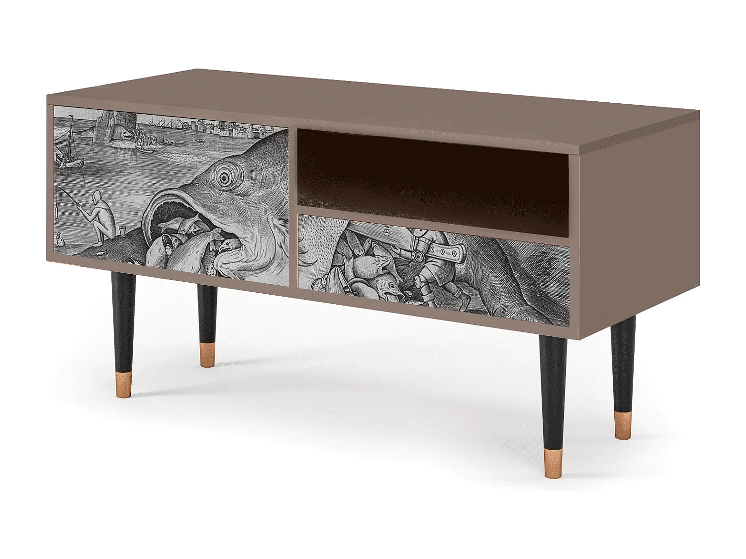 Mueble de TV - 115х59х48 cm - T3 - Big Fish Eat Little, Latte