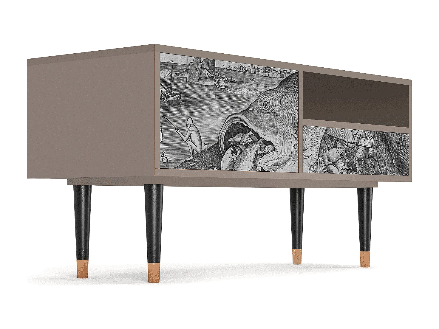 Mueble de TV - 115х59х48 cm - T3 - Big Fish Eat Little, Latte