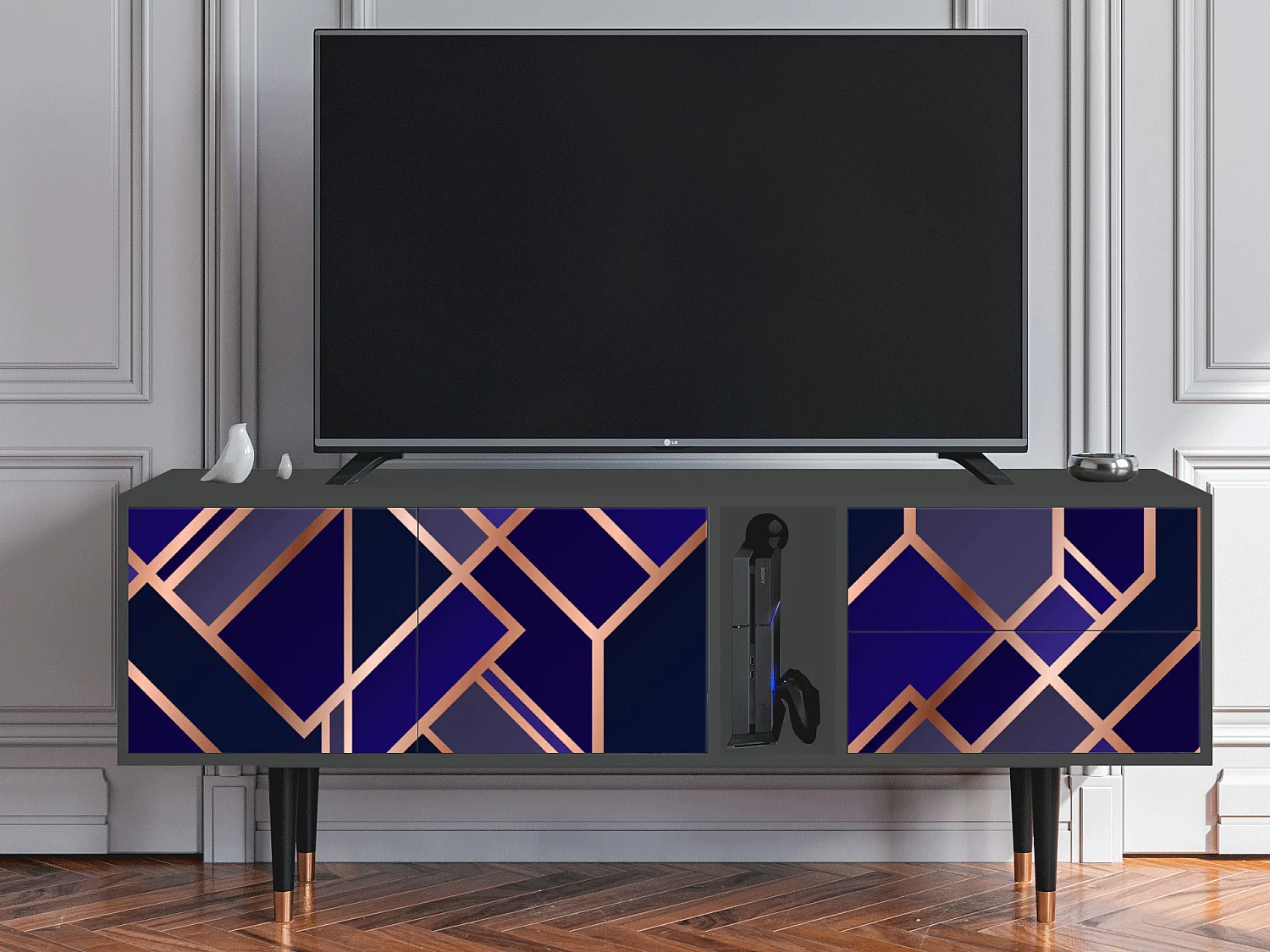 TV-meubel - 170х69х48 cm - T1 - Aquamarine Getsby, Antraciet