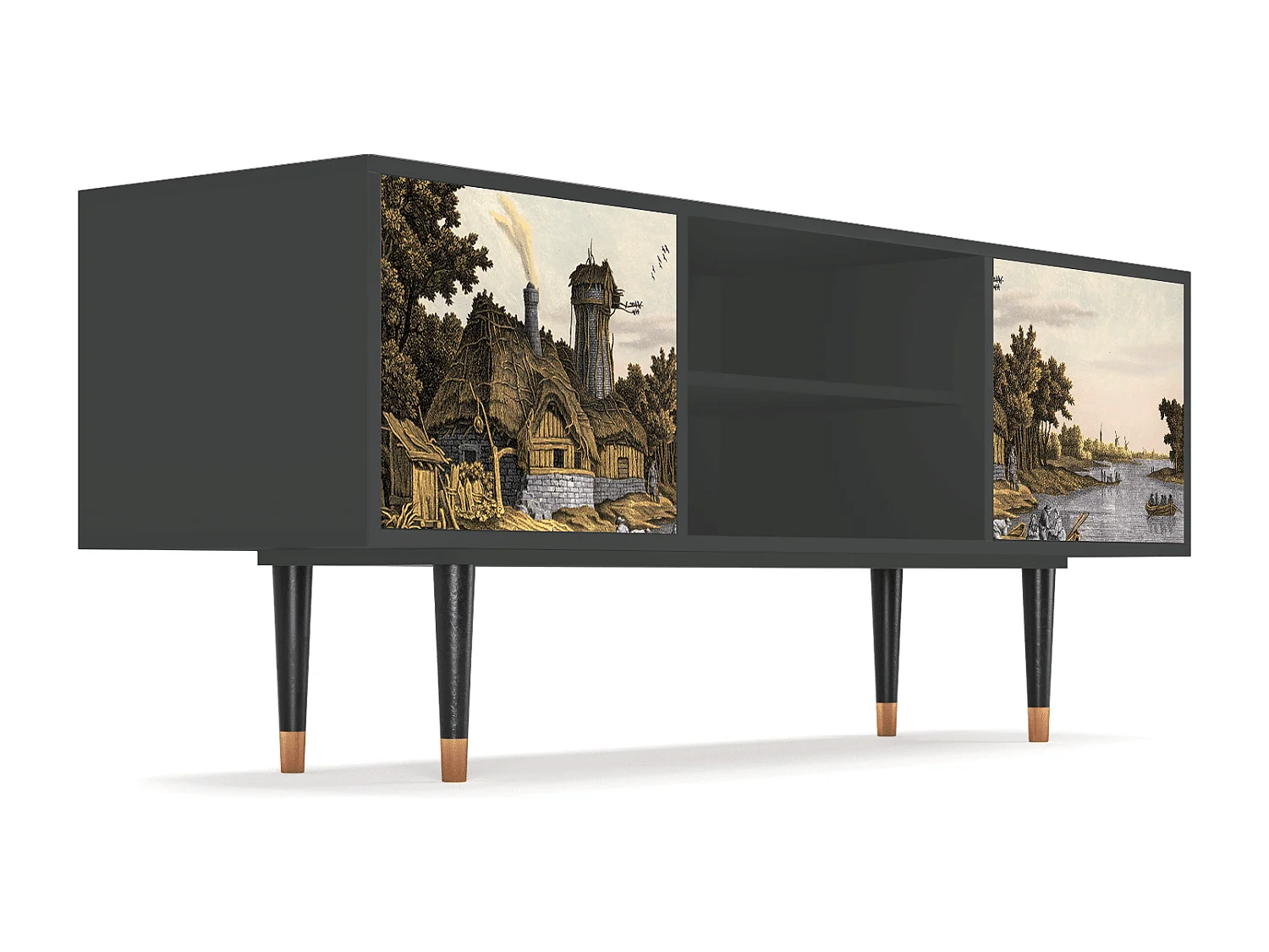 TV-meubel - 170х69х48 cm - T2 - Mill along a River, Antraciet