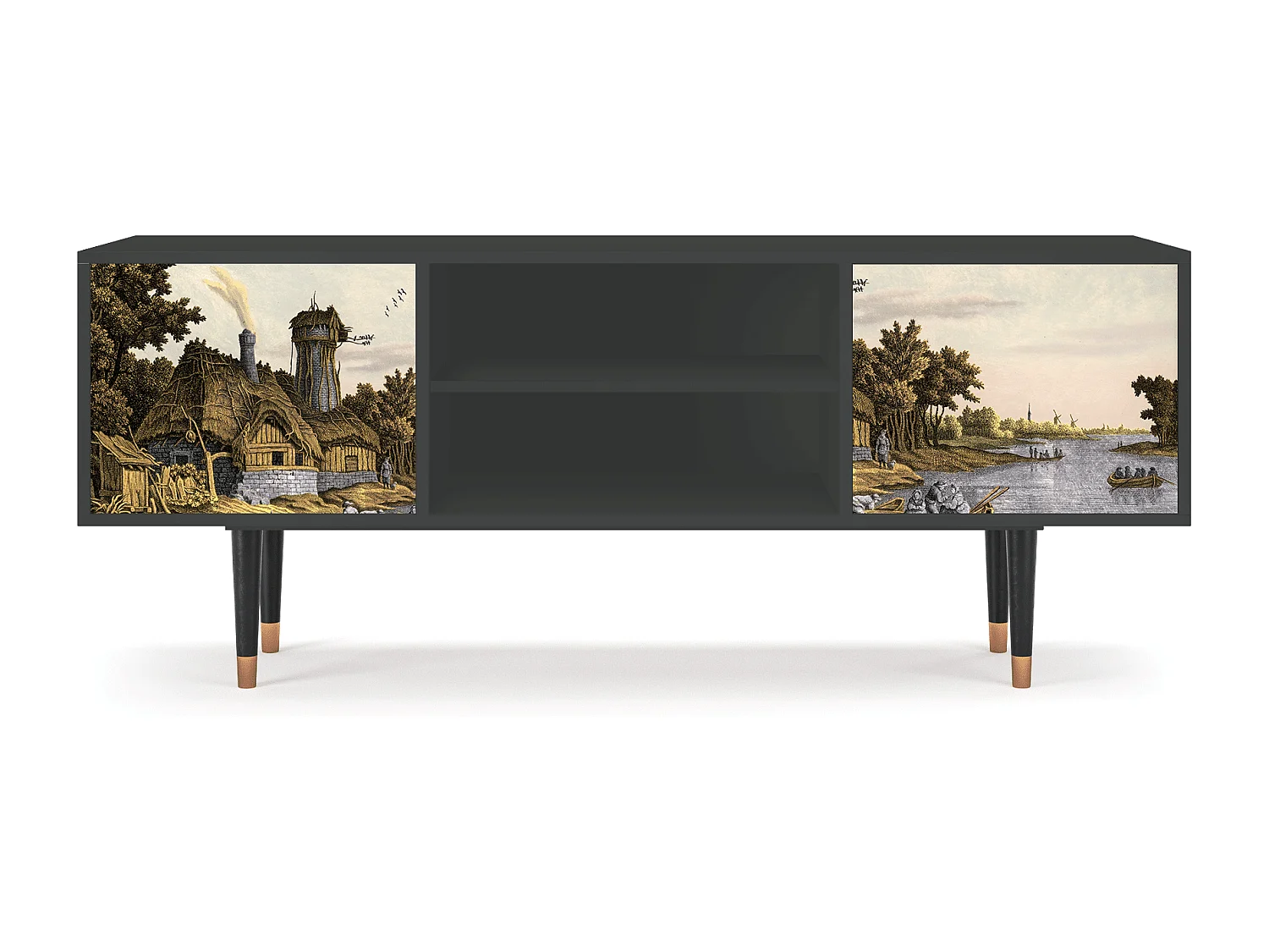 Szafka RTV - 170х69х48 cm - T2 - Mill along a River, Antracyt