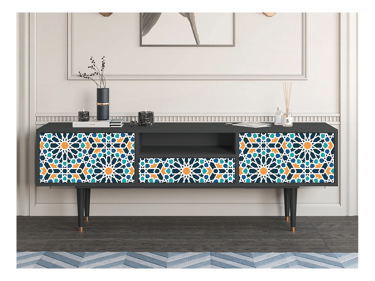 Meuble TV - 170х59х41 cm - T6 - Kaleidoscope, Anthracite