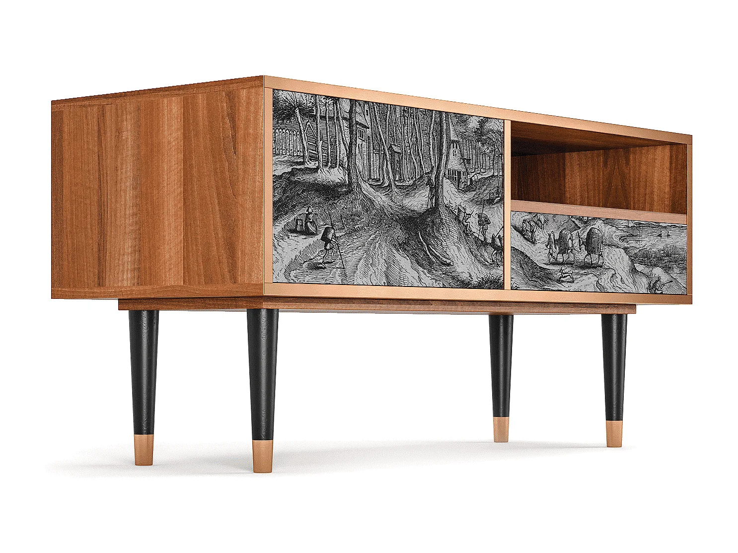 TV-Möbel - 115х59х48 cm - T3 - Rusticorum, Walnuss