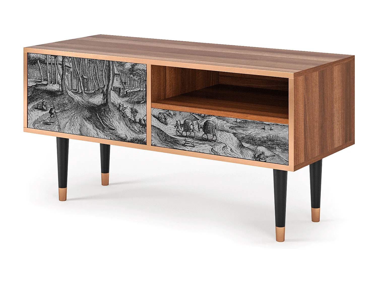 Mobile TV - 115х59х48 cm - T3 - Rusticorum, Noce