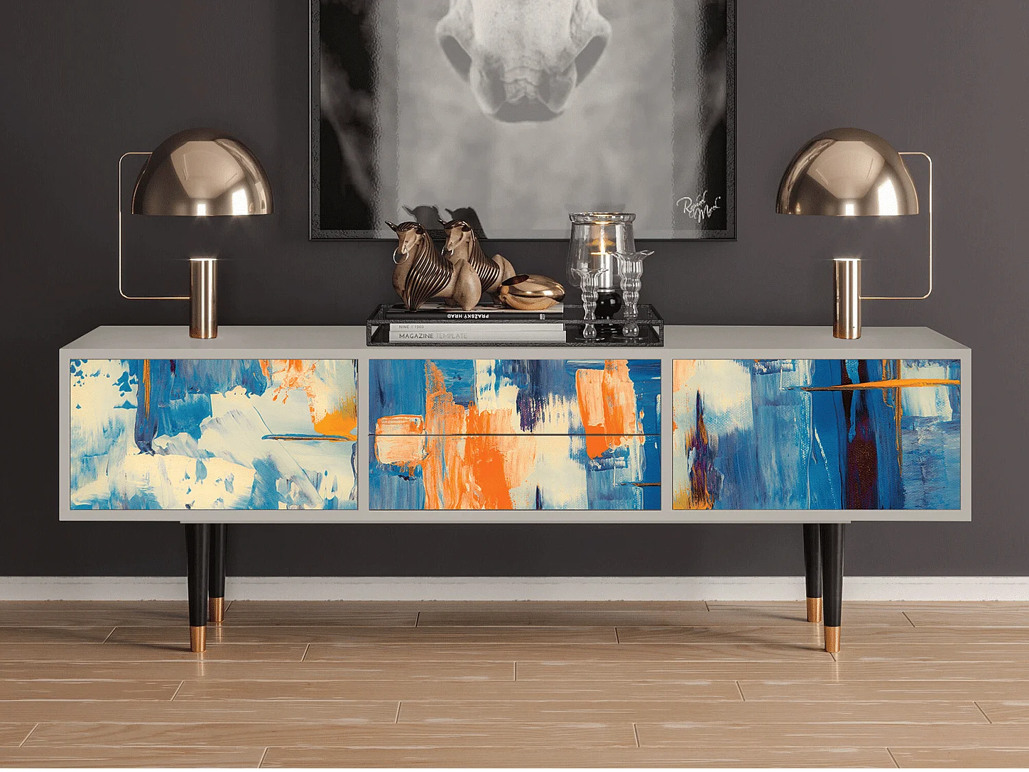 Meuble TV - 170х59х48 cm - T4 - Abstract Expressionism, Sable