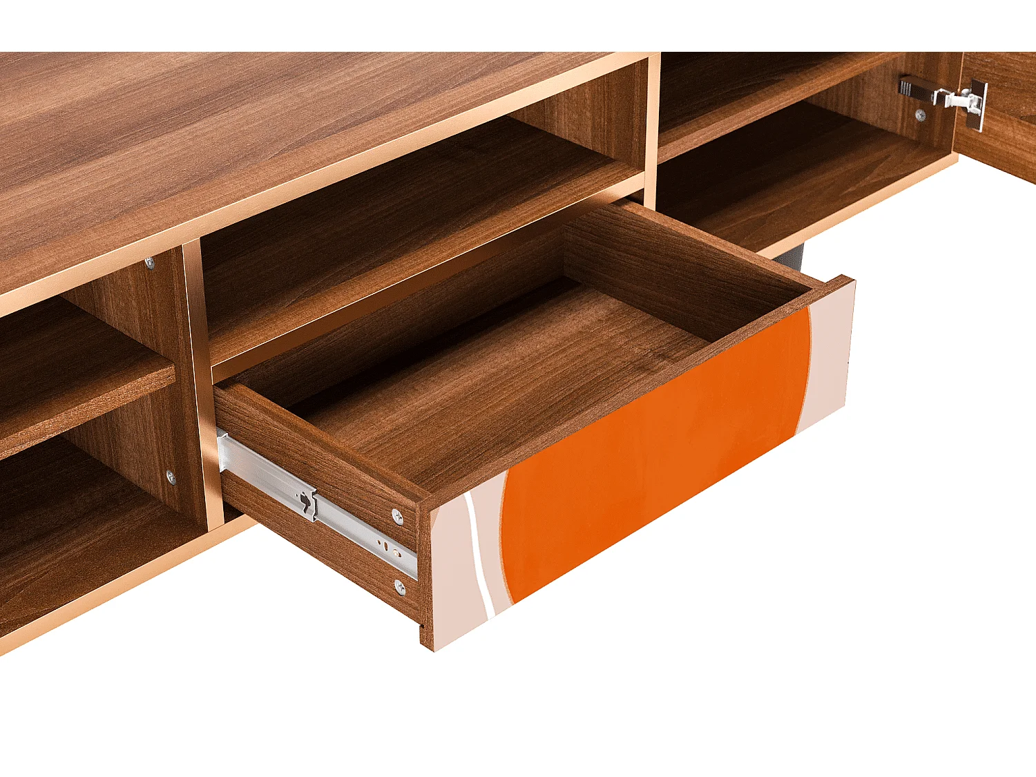 Meuble TV - 170х59х41 cm - T6 - Artwork, Noyer