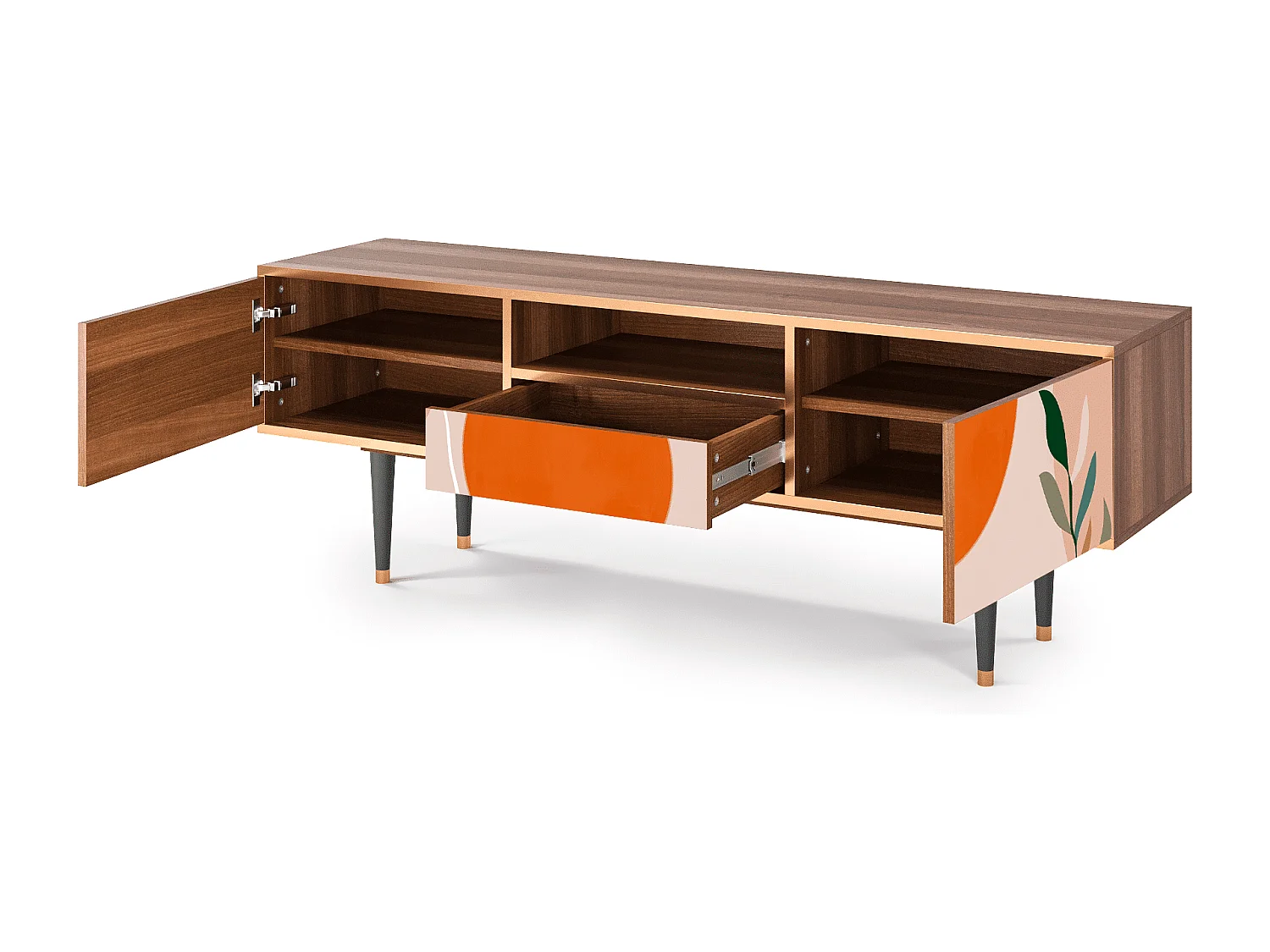 Meuble TV - 170х59х41 cm - T6 - Artwork, Noyer