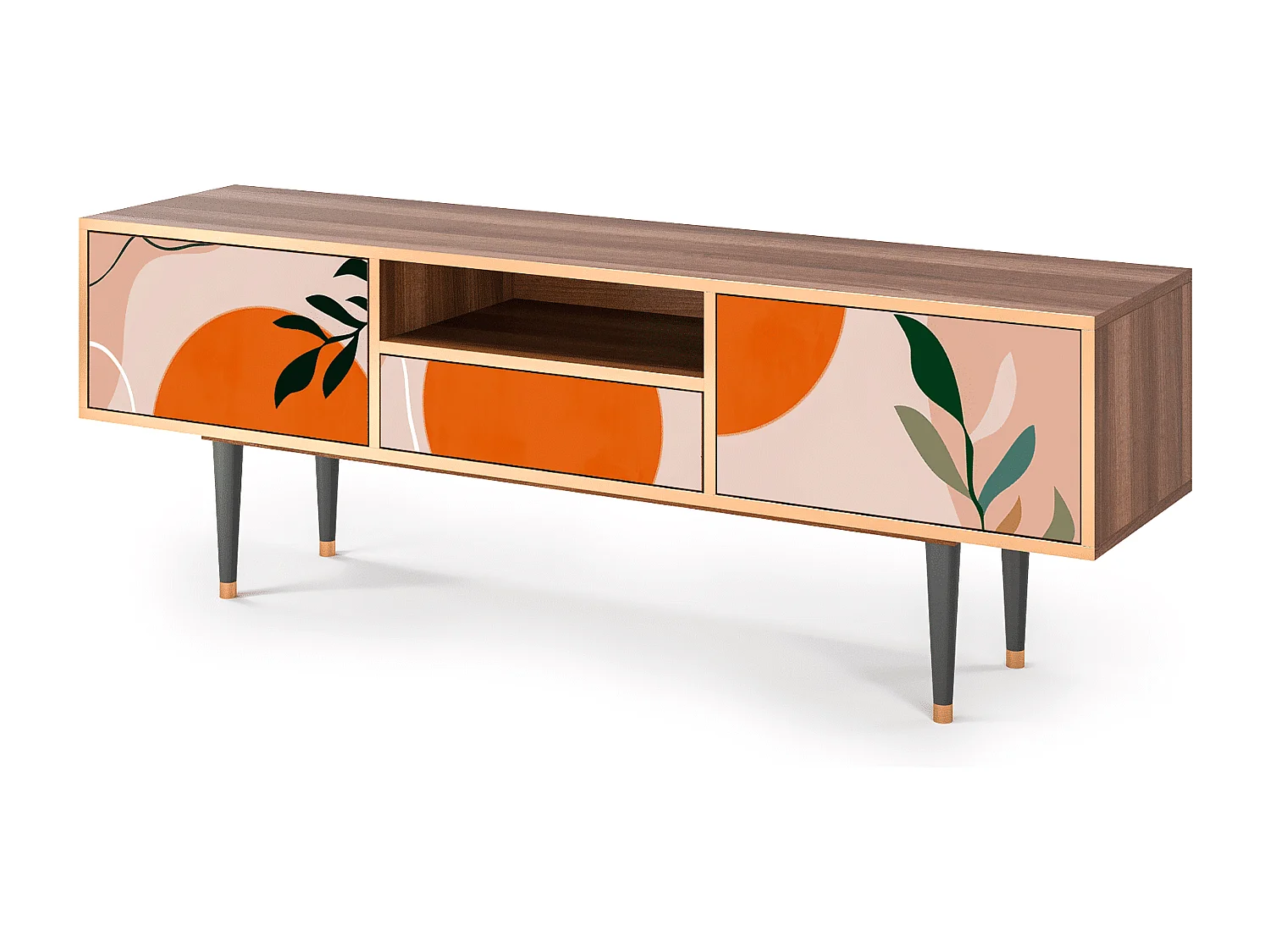 Meuble TV - 170х59х41 cm - T6 - Artwork, Noyer