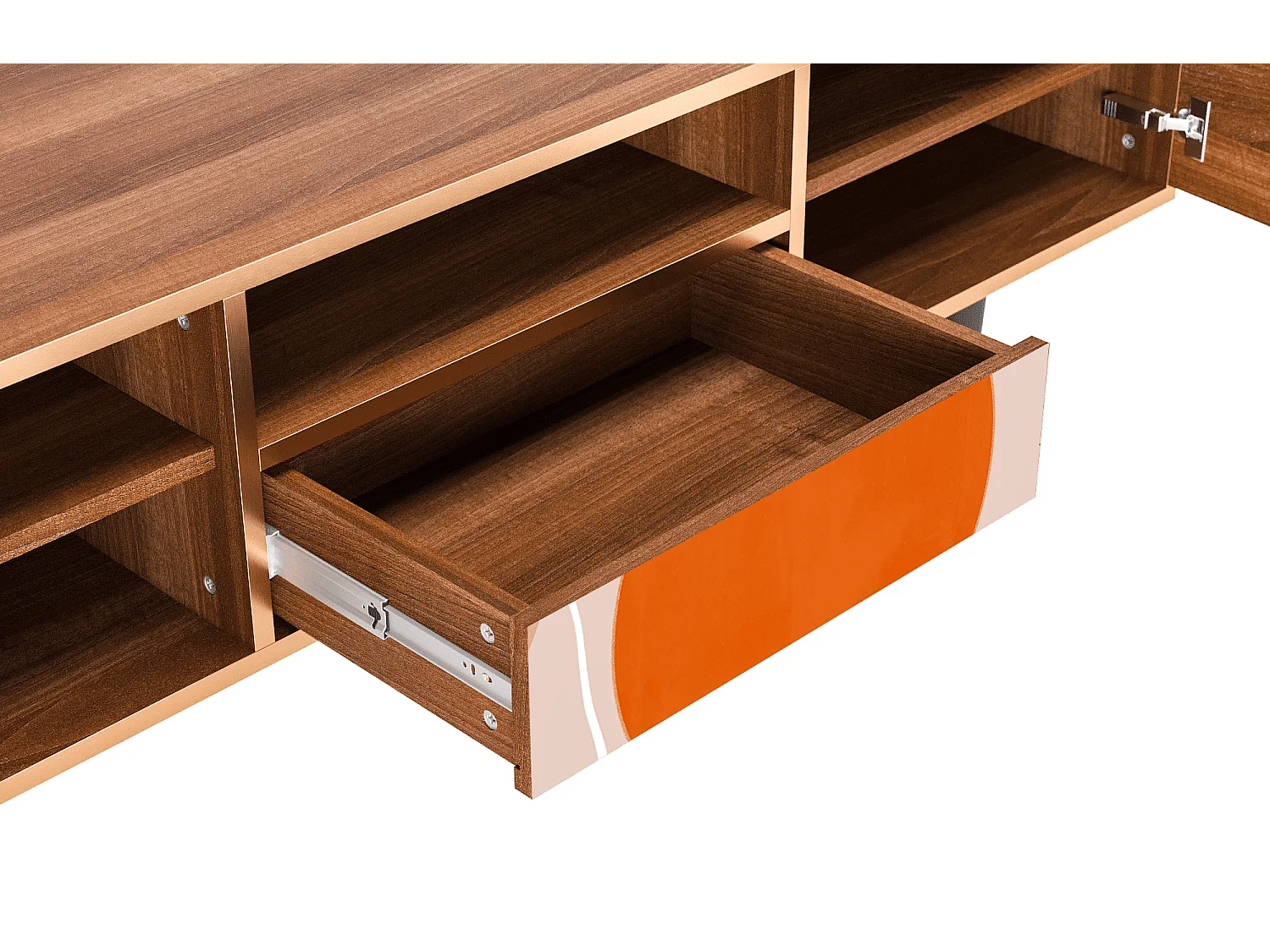 Meuble TV - 170х59х41 cm - T6 - Artwork, Noyer