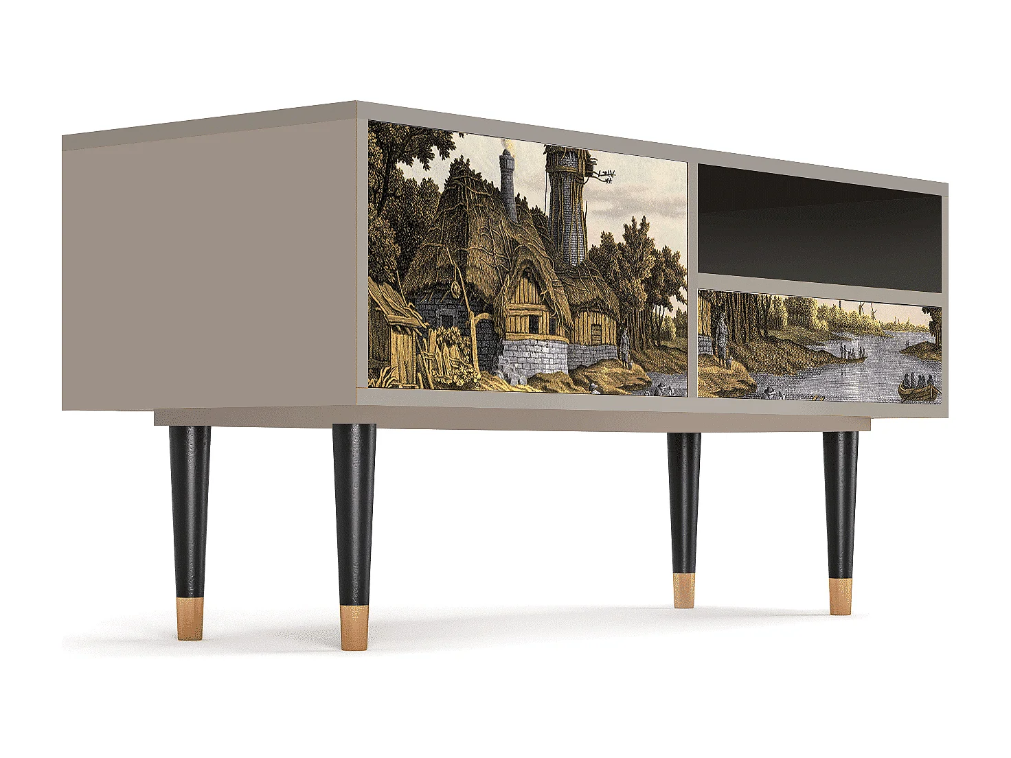 Mobile TV - 115х59х48 cm - T3 - Mill along a River, Sabbia