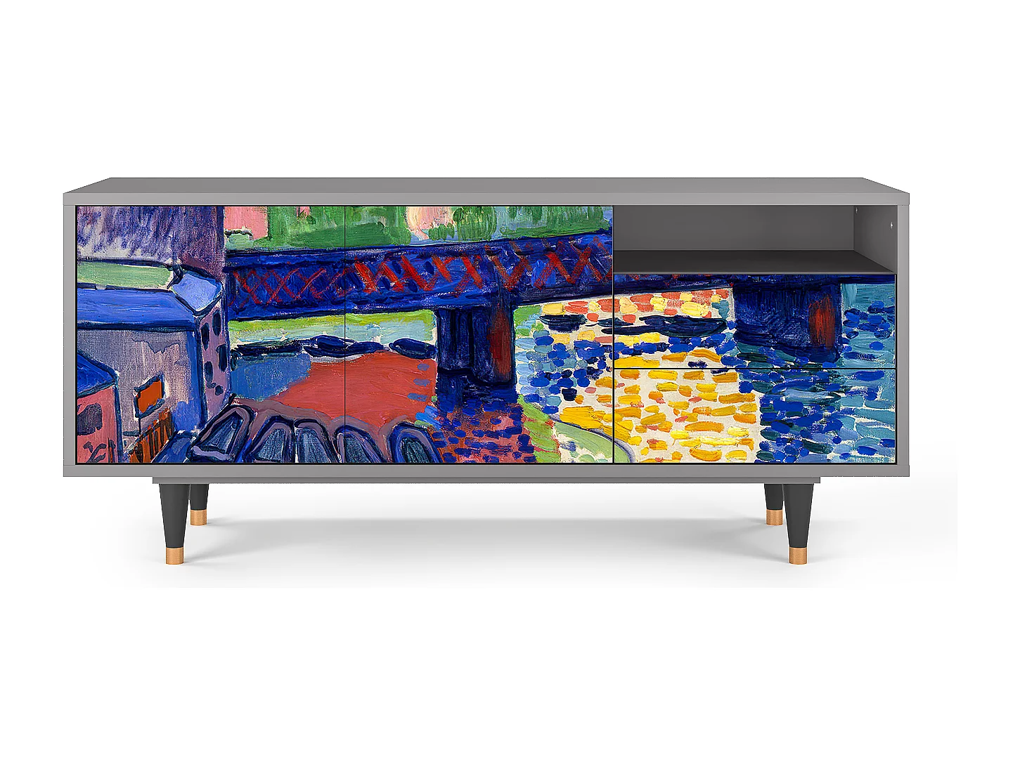 Mueble de TV - 125х56х41 cm - T7 - Charing Cross Bridge, Cinza