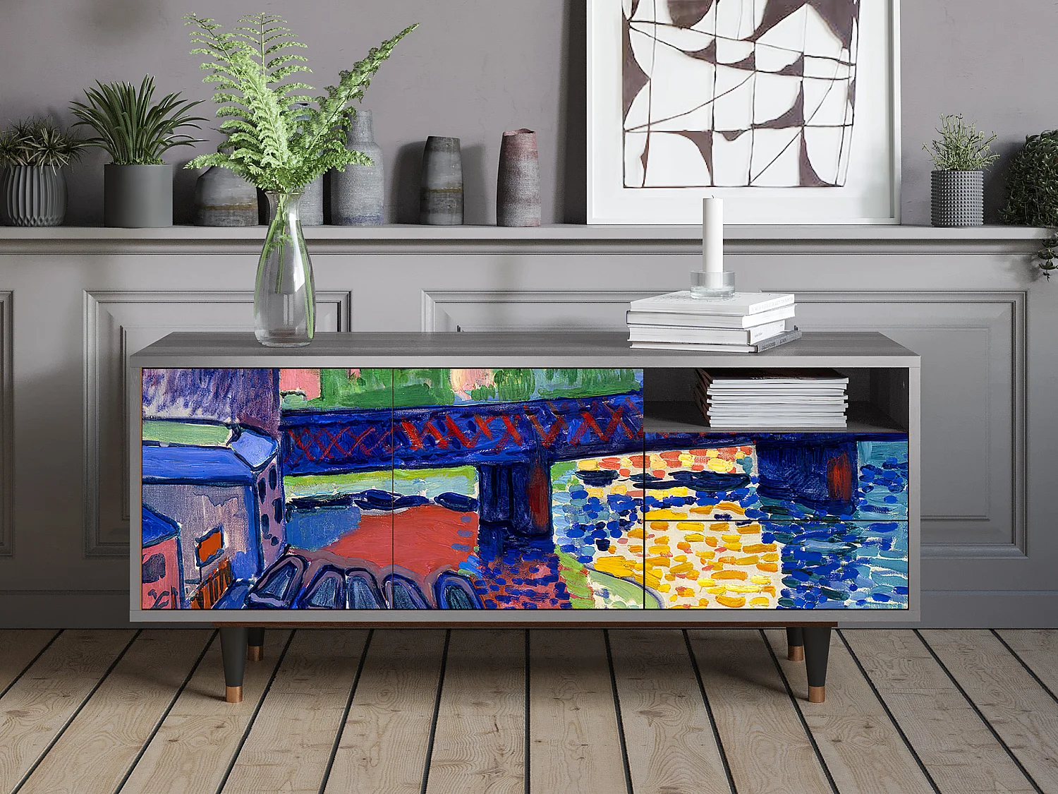 TV-Möbel - 125х56х41 cm - T7 - Charing Cross Bridge, Grau