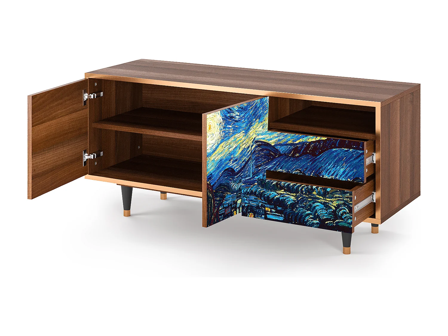 TV-meubel - 125х56х41 cm - T7 - The Starry Night  , Walnoot