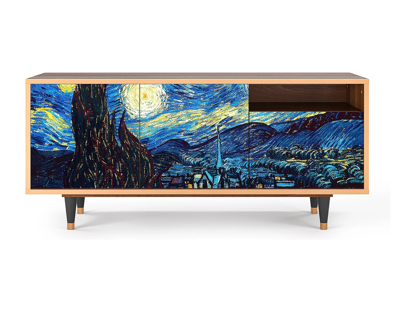 Meuble TV - 125х56х41 cm - T7 - The Starry Night  , Noyer