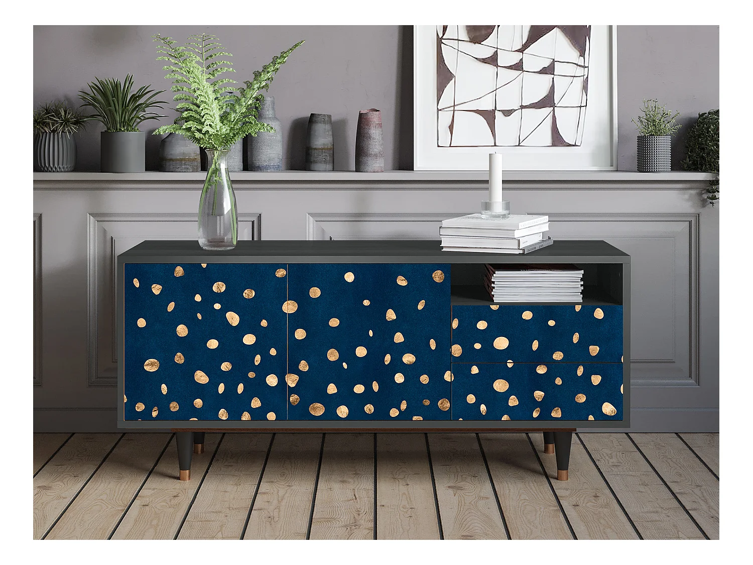TV-Möbel - 125х56х41 cm - T7 - Night Skies, Anthrazit