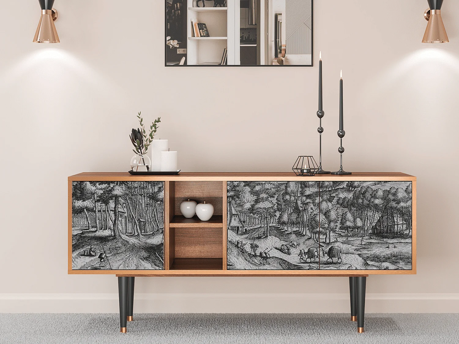 Mobile TV - 150х69х41 cm - T5 - Rusticorum, Noce