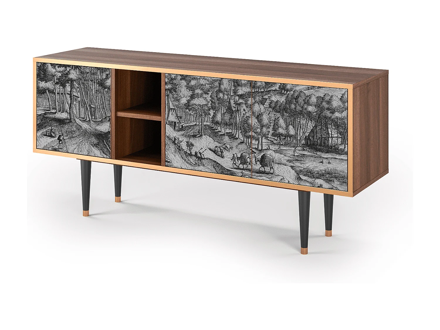 Mobile TV - 150х69х41 cm - T5 - Rusticorum, Noce