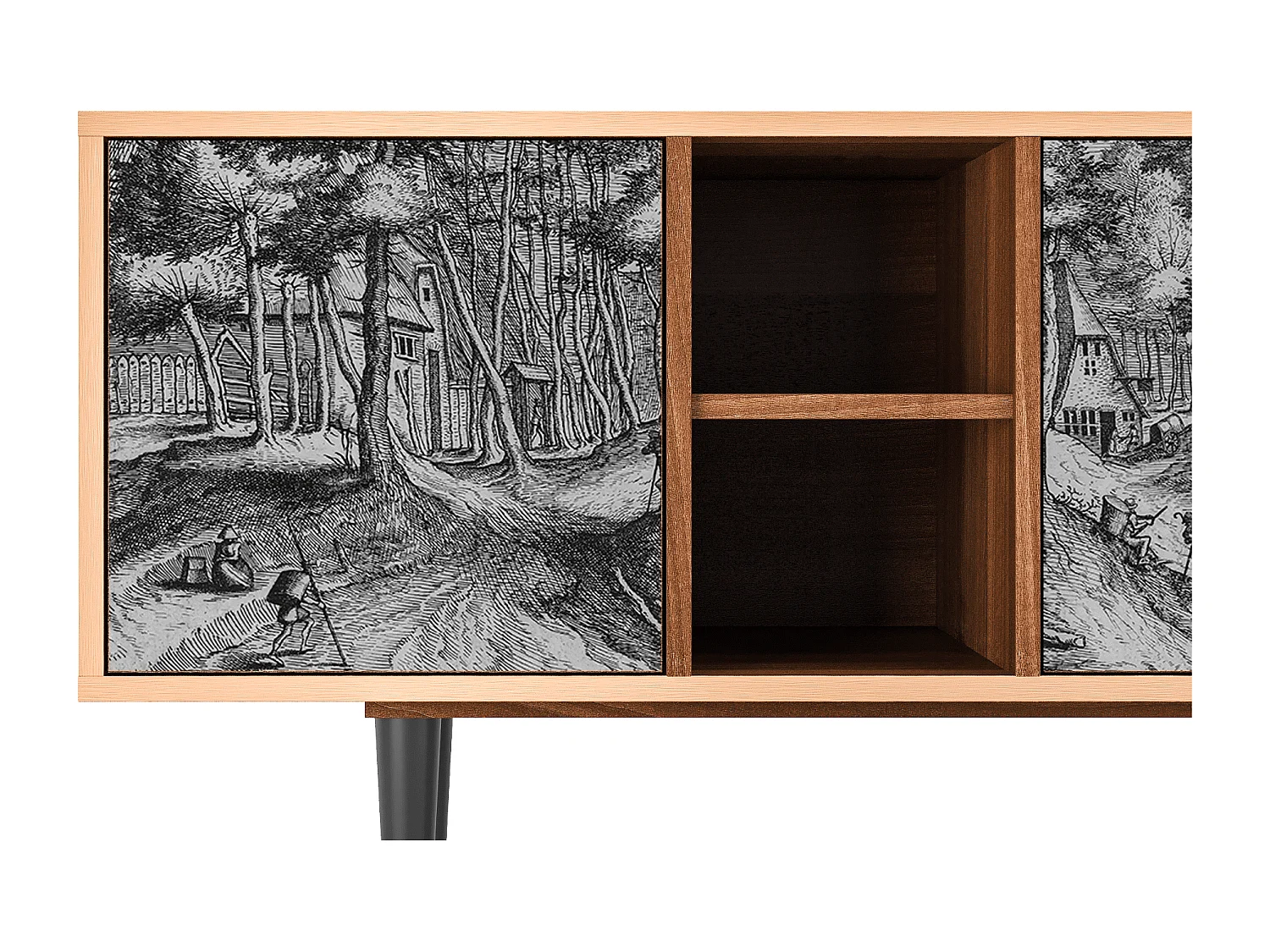 Mobile TV - 150х69х41 cm - T5 - Rusticorum, Noce