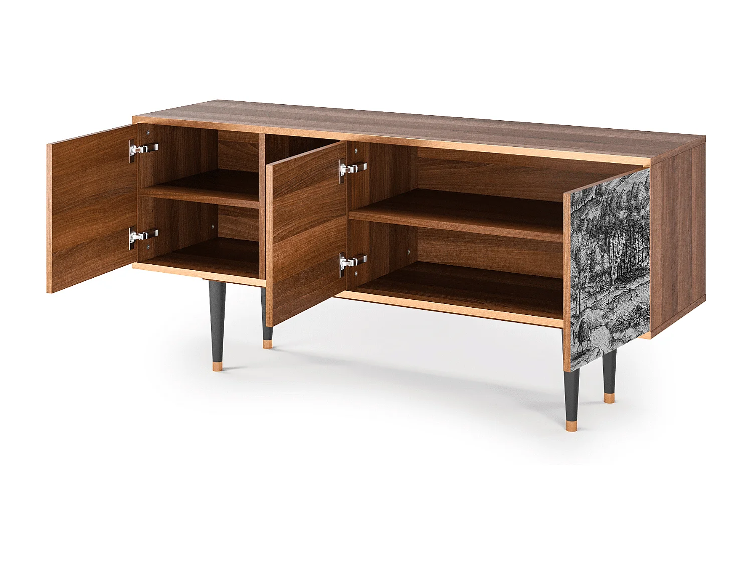 Mobile TV - 150х69х41 cm - T5 - Rusticorum, Noce