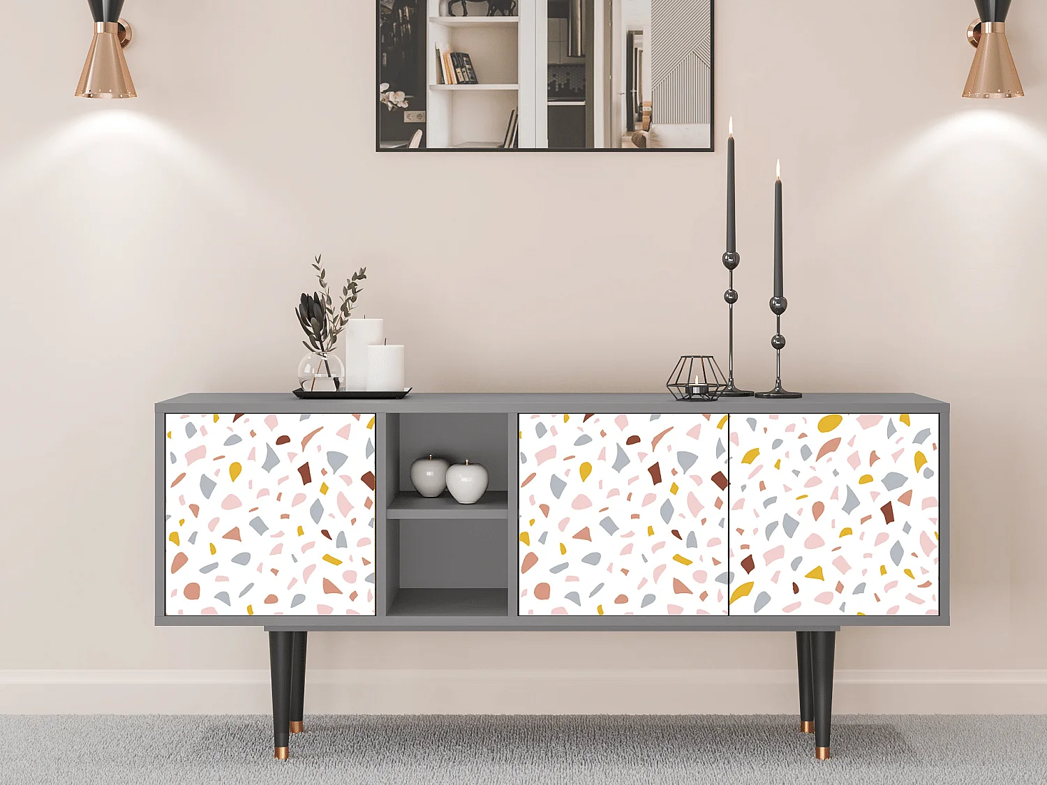 TV-Möbel - 150х69х41 cm - T5 - Marmelade Cheese, Grau